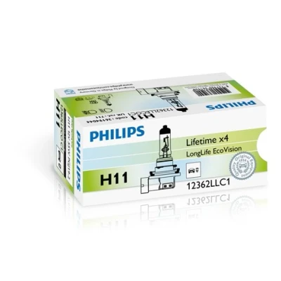 Kuva Halogeenilamppu PHILIPS LongLife EcoVision H11 PGJ19 2 CADILLAC, BMW, HONDA, DACIA, LAND ROVER, JEEP, VOLVO, SUBARU, ALPINA, SUZUKI, IVECO, SAAB, RE