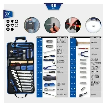 Kuva KS TOOLS BT024064 Työkalusarja 58 6,3 (1/4&quot;) neliönmuotoinen (square)