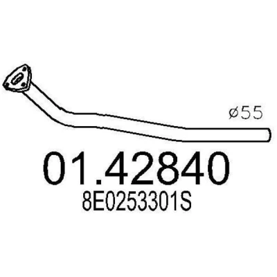Kuva MTS 01.42840 Pakoputki 940 Edessä keskiäänenvaimentajalle AUDI: A4 B6 Sedan, Avant