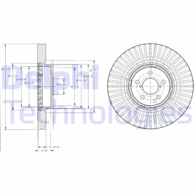 Kuva DELPHI BG9105 Jarrulevyt 316 30 5 Tuuletettu rasvattu käsittelemätön ilman pyöränlaakeria, ABS sensorirengasta SUBARU: Forester IV, Outback V