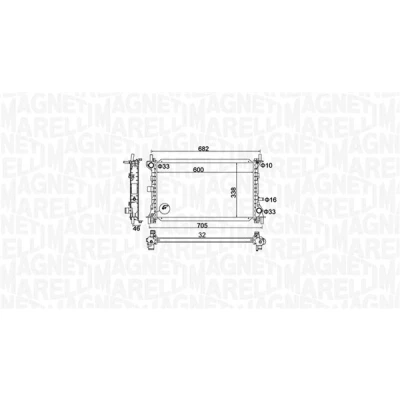 Kuva MAGNETI MARELLI 350213159900 Jäähdytin 600 338 32 Jäähdytysrivat mekaan. kiinnitetyt FORD: Focus Mk1 Hatchback