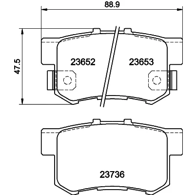 Kuva HELLA 8DB 355 009 581 Jarrupalat akustisella kulumavaroittimella HONDA: CIVIC 7 Hatchback, Accord Limousine, Tourer