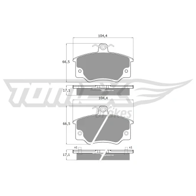 Kuva TOMEX brakes TX 10 73 Jarrupalat Etuakseli Sis. kulumisenilmaisimen FIAT: Barchetta, Uno Hatchback, Punto I ALFA ROMEO: 145, Spider
