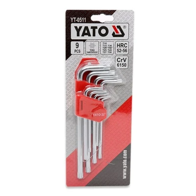 Kuva YATO YT 0511 Kulmaruuviväänninsarja T10 T50 Kromi vanadium teräs 9