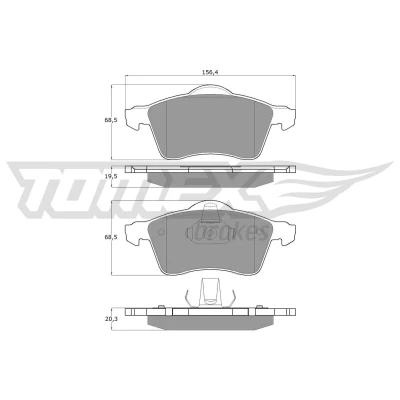 Kuva TOMEX brakes TX 13 91 Jarrupalat Etuakseli VOLKSWAGEN: TRANSPORTER 4, 4 Bus