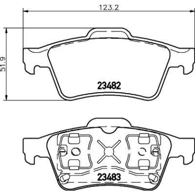 Kuva HELLA 8DB 355 009 121 Jarrupalat Ei kulumisenilmaisimelle RENAULT: LAGUNA 2 Grandtour, 2, MEGANE NISSAN: Primera Hatchback, Farmari