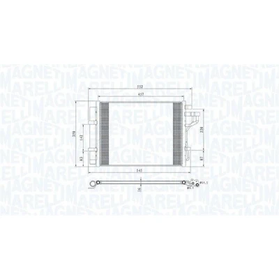 Kuva MAGNETI MARELLI 350203802000 Ilmastoinnin Lauhdutin Vedenerottimella 457x331,8x16 331,8 457 16