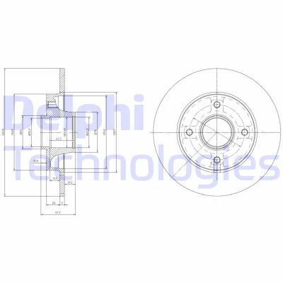 Kuva DELPHI BG9022RSC Jarrulevyt 249 9 4 täysi pinnoitettu käsittelemätön Pyöränlaakerilla, ABS sensorirenkaalla PEUGEOT: 308 I SW, 307 Hatchback