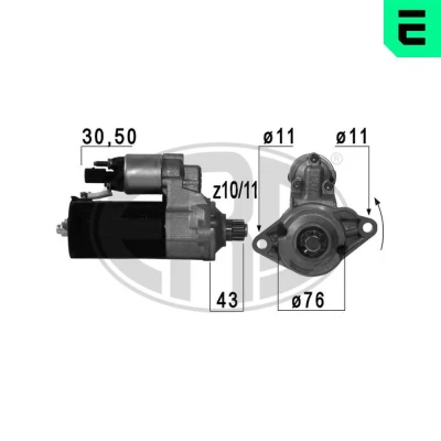 Kuva ERA 220698A Starttimoottori 12 2 10, 11 VOLKSWAGEN: Golf 6, 4, 5, AUDI: A3 Sportback, TT Coupe, SKODA: Octavia Combi, Superb II Farmari