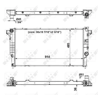 Kuva NRF 56024 Jäähdytin Alumiini 914 485 36 asennusosilla Jäähdytysrivat juotetut