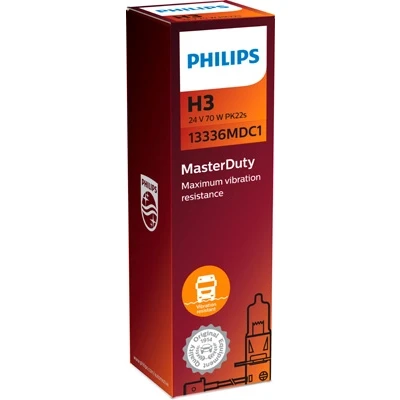 Kuva Halogeenilamppu PHILIPS MasterDuty H3 PK22s, Yläpuolella MERCEDES BENZ T1/TN Flak/chassi, Skåp OE 100073733, 1102 259, 112201240
