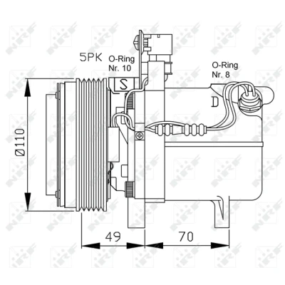 Kuva NRF 32490 Ilmastoinnin Kompressori SS96D1 12 PAG 100 R 134a kompressoriöljyllä BMW: 3 Sedan
