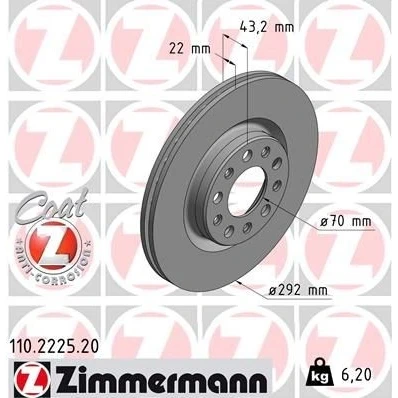 Kuva ZIMMERMANN COAT Z 110.2225.20 Jarrulevyt 292 22 10/5 5 110 tuuletettu sisältä pinnoitettu ALFA ROMEO: Giulia Sedan, Stelvio