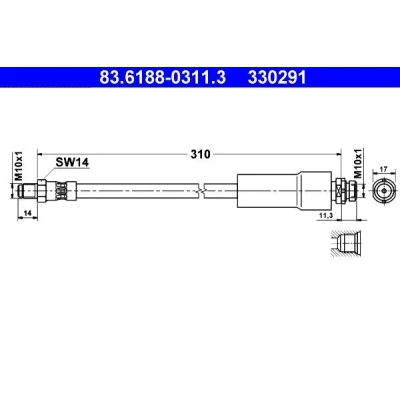Kuva ATE 83.6188 0311.3 Jarruletku 310 M10x1 FORD: SCORPIO 2