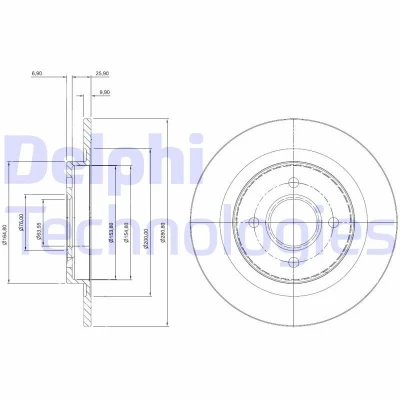 Kuva DELPHI BG3743 Jarrulevyt 280 10 4 täysi rasvattu käsittelemätön ilman pyöränlaakeria, ABS sensorirengasta FORD: Focus Mk1 Farmari
