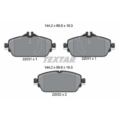 Kuva TEXTAR 2203101 Jarrupalat Kulumisenilmaisemelle MERCEDES BENZ: C sarja T modell, Sedan, E Sedan