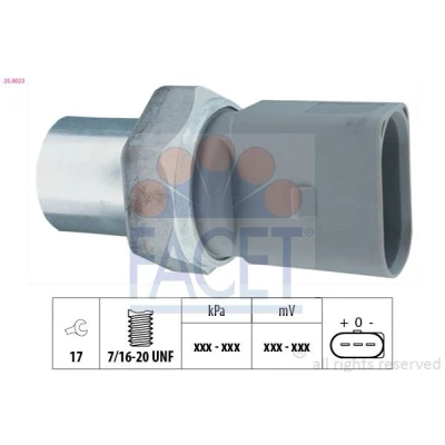 Kuva FACET 25.0023 Painekytkin Ilmastointilaite VOLKSWAGEN: Golf 6, Caddy 3, AUDI: A3 Sportback, Q7, A4 B7 Avant, SKODA: Octavia I Hatchback