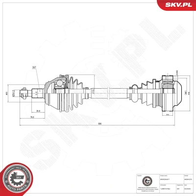 Kuva Vetoakseli, Etuakseli, oikea Esen skv 40SKV275 audi, seat, skoda, vw OE 1J0407272BJ, 1J0407272GC, 1J0407272GD