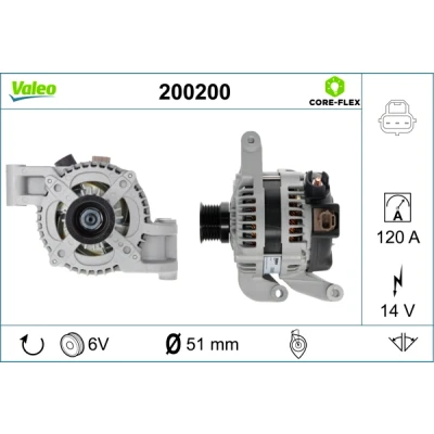 Kuva VALEO 200200 Laturi 14V 120A FORD: Focus 2 Kombi, 2, C Max