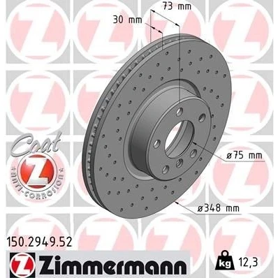 Kuva ZIMMERMANN SPORT COAT Z 150.2949.52 Jarrulevyt 348 30 6/5 5 120 tuuletettu sisältä, reijitetty pinnoitettu hiiliteräs BMW: X4