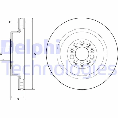 Kuva DELPHI BG9182C Jarrulevyt 365 32 5 Tuuletettu pinnoitettu hiiliteräs ilman pyöränlaakeria, ABS sensorirengasta JAGUAR: S Type, XJ Sedan