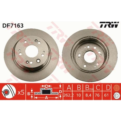 Kuva TRW DF7163 Jarrulevyt 282 12 5 114,3 täysi Lakattu HONDA: FR V, Stream I