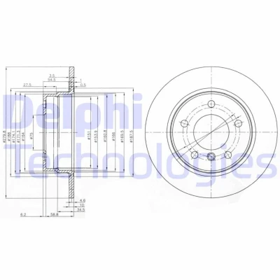 Kuva DELPHI BG3948C Jarrulevyt 280 10 5 täysi pinnoitettu käsittelemätön ilman pyöränlaakeria, ABS sensorirengasta BMW: 1 Hatchback