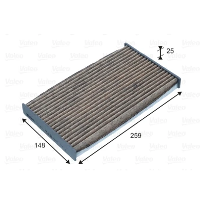Kuva VALEO 701049 Raitisilmasuodatin Aktiivihiilisuodatin polyfenolilla, Sienenestovaikutuksella, anti allergisella vaikutuksella NISSAN: Leaf I, II