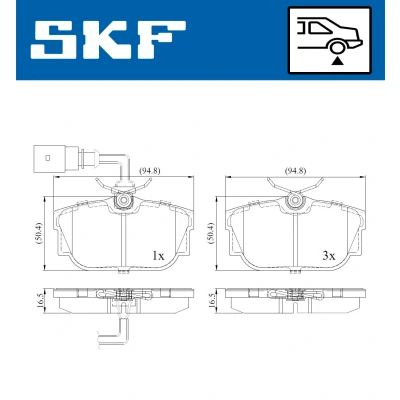 Kuva SKF VKBP 90493 E Jarrupalat Sis. kulumisenilmaisimen VOLKSWAGEN: TRANSPORTER 4, 4 Bus