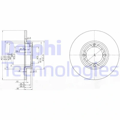 Kuva DELPHI BG2533 Jarrulevyt 211 10 4 täysi rasvattu käsittelemätön ilman pyöränlaakeria, ABS sensorirengasta DAIHATSU: CHARADE 3 Stufenheck