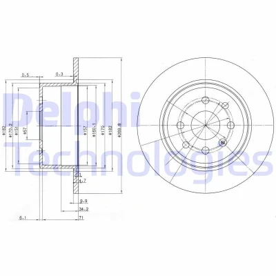 Kuva DELPHI BG2637 Jarrulevyt 270 10 4 täysi rasvattu käsittelemätön ilman pyöränlaakeria, ABS sensorirengasta OPEL: Vectra A Sedan, Calibra