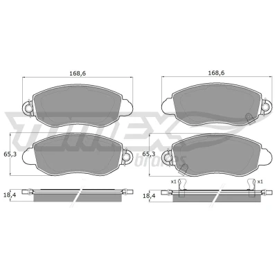 Kuva TOMEX brakes TX 12 62 Jarrupalat Etuakseli akustisella kulumavaroittimella FORD: Transit Mk5 Van, Bussi