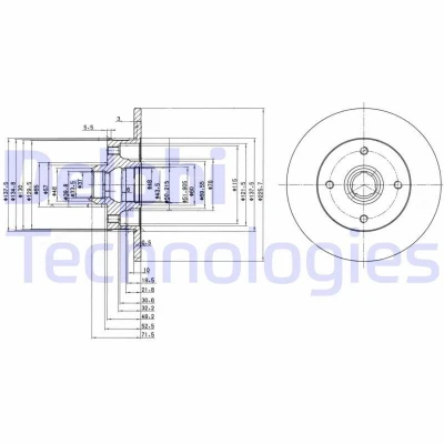 Kuva DELPHI BG2389 Jarrulevyt 226 10 4 täysi rasvattu käsittelemätön ilman pyöränlaakeria, ABS sensorirengasta VOLKSWAGEN: GOLF 3, 2