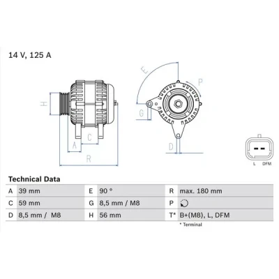 Kuva BOSCH 0 986 084 060 Laturi 14V 125A RENAULT: MEGANE 3 Grandtour, DACIA: Duster SUV
