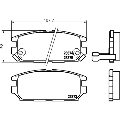 Kuva HELLA 8DB 355 009 291 Jarrupalat akustisella kulumavaroittimella MITSUBISHI: Lancer 6 Limousine, GALANT 6, PAJERO 1