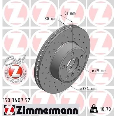 Kuva ZIMMERMANN SPORT COAT Z 150.3407.52 Jarrulevyt 324 30 6/5 5 120 tuuletettu sisältä, reijitetty pinnoitettu hiiliteräs BMW: 7