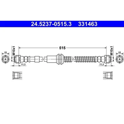 Kuva ATE 24.5237 0515.3 Jarruletku 515 AUDI: Q7, VOLKSWAGEN: Touareg I, II, PORSCHE: Cayenne