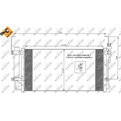 Kuva NRF EASY FIT 35429 Ilmastoinnin Lauhdutin Vedenerottimella, Tiivisterenkaalla 12,9 8,2 Alumiini 630