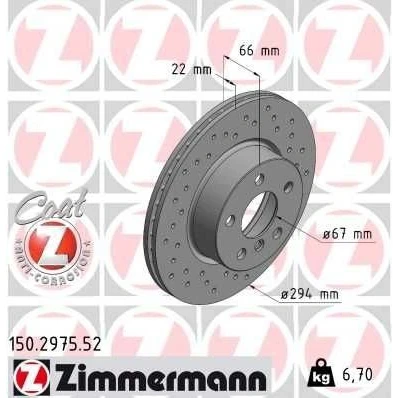 Kuva ZIMMERMANN 150.2975.52 Jarrulevyt 294 22 6/5 5 112 tuuletettu sisältä, reijitetty pinnoitettu hiiliteräs BMW: 3 Sedan