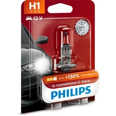 Kuva Halogeenilamppu PHILIPS X tremeVision G force H1 P14,5s BMW, MASERATI, ROVER, HONDA, DACIA, LAND VOLVO, SUBARU, SSANGYONG, ALPINA, IVECO, SAA
