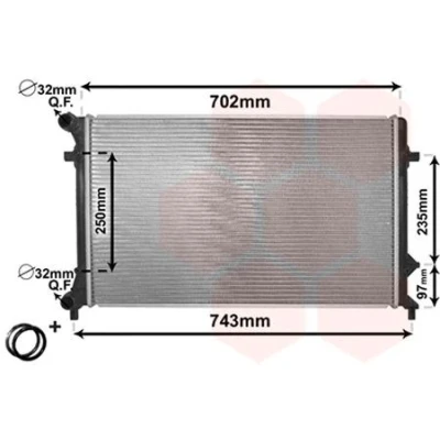 Kuva VAN WEZEL *** IR PLUS 58002205 Jäähdytin Alumiini 650 400 26 Tarvikkeilla Jäähdytysrivat juotetut VOLKSWAGEN: Golf 5, Caddy 3, Passat B6 Variant