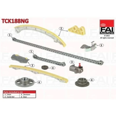 Kuva FAI AutoParts TCK188NG Jakoketjusarja ilman tiivisteitä, Hammaspyörillä Yksinkertainen, Ketju hiljainen HONDA: CR V 3, 2