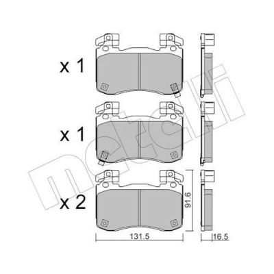 Kuva METELLI 22 1306 0 Jarrupalat akustisella kulumavaroittimella KIA: Stinger Hatchback