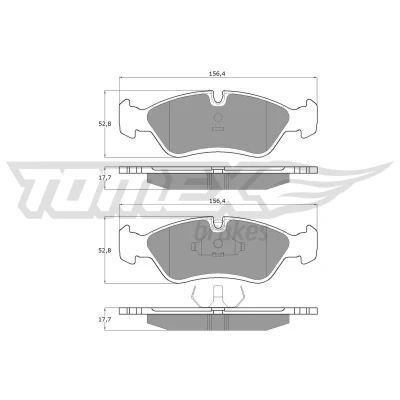 Kuva TOMEX brakes TX 10 68 Jarrupalat Etuakseli Kulumisenilmaisemelle OPEL: Vectra A Sedan, Omega Astra F Caravan