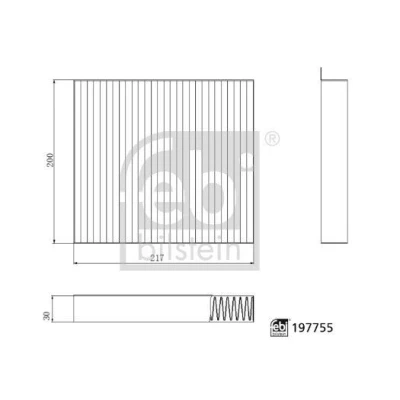 Kuva FEBI BILSTEIN 197755 Raitisilmasuodatin Aktiivihiilisuodatin 217mm 200mm 30mm