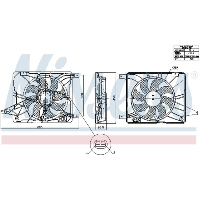 Kuva NISSENS 850017 Jäähdyttimen Tuuletin 384 12 300 ilman integroitua säädintä NISSAN: Qashqai / Qashqai+2 I