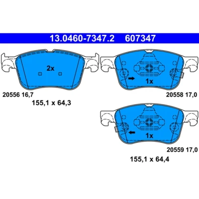 Kuva ATE 13.0460 7347.2 Jarrupalat akustisella kulumavaroittimella FORD: Focus Mk4 Turnier, Hatchback, Puma SUV