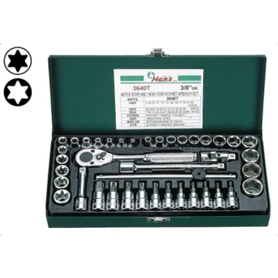 Kuva HANS 3640T Hylsyavainsarja 40 Kuusikulma, Torx, Torx TR 3/8