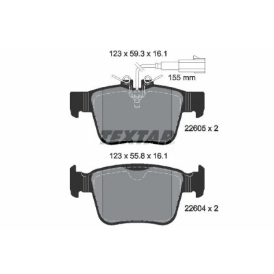 Kuva TEXTAR 2260501 Jarrupalat kulumisvaroitinkoskettimella ALFA ROMEO: Stelvio, Giulia Sedan, MASERATI: GHIBLI 3