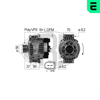 Kuva ERA 210546 Laturi 14V 150A AUDI: A4 B6 Avant, A6 C5 Sedan, B5 Avant